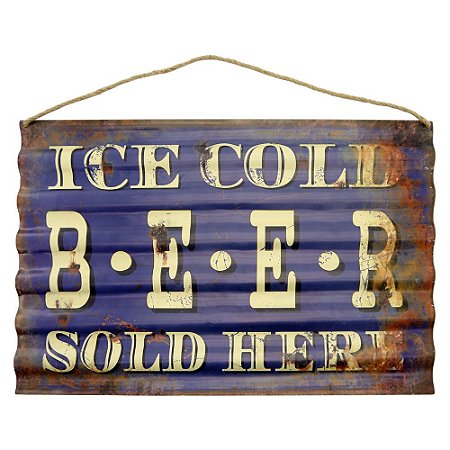 Placa Ondulada Ice Cold Beer Sold Here CW-21