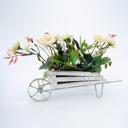 Carrinho de Mão Decorativo com Flores Artificiais EY-74