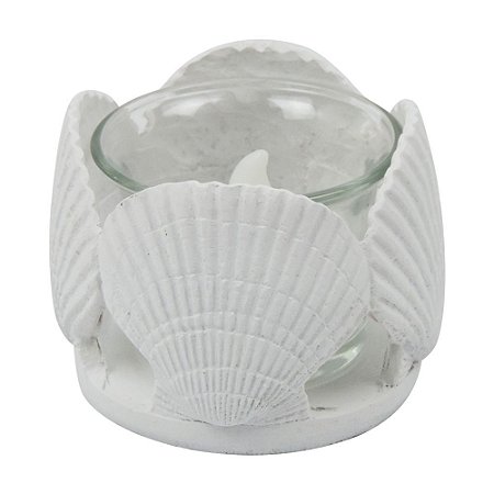 Porta-vela Conchas Branco com LED FG-53 B