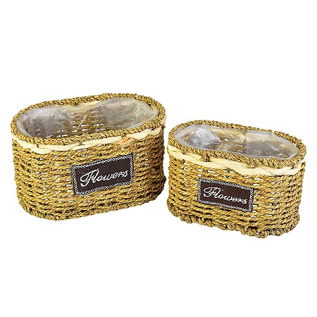 Jogo com 2 Vasos Flowers Marrom TC-70
