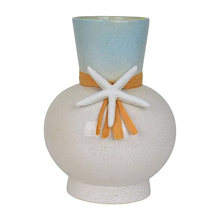 Vaso Bege Laço Estrela em Cerâmica XN-62 C