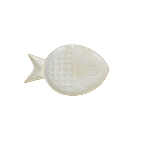 Enfeite de Mesa Peixe Branco Redondo em Cerâmica XO-02A