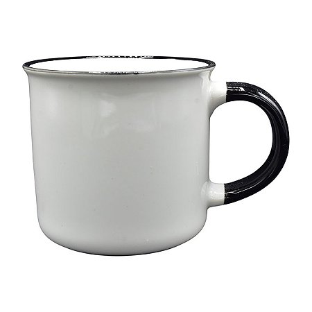 Xícara Cerâmica Branca Cabo Preto TI-32C
