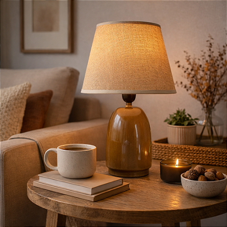 Abajur De Ceramica Dourado TK-25