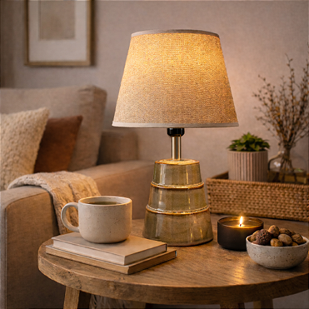 Abajur De Ceramica Quatro Camadas Dourado TK-29