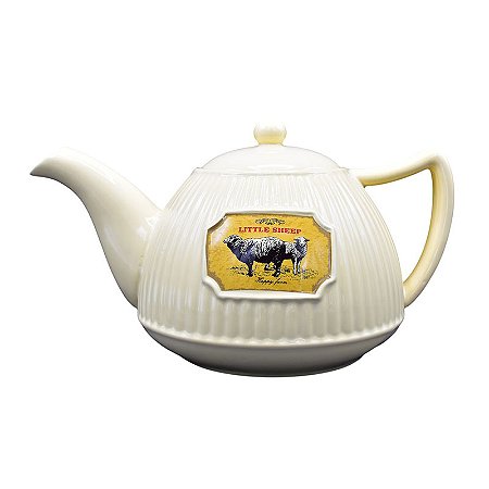 Chaleira Ceramica Relevo Branca