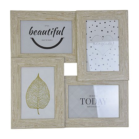 Porta Retrato Plastico Quatro Molduras Bege TK-76B