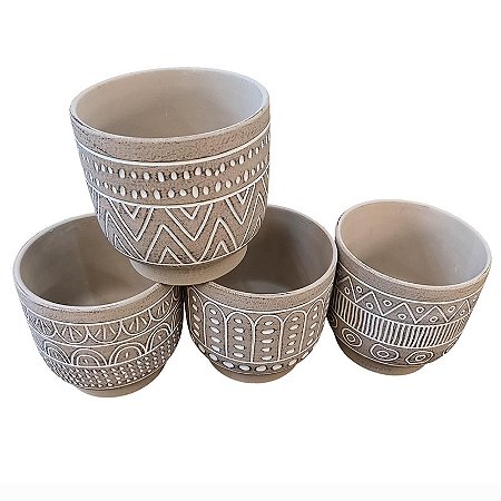 Vasos Em Ceramica Relevo Geometrico Diversos M TK-83