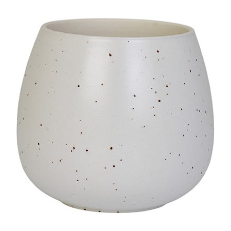 Vaso Em Ceramica Branco Com Textura De Bolinhas TK-91B