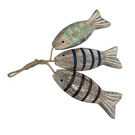 Enfeite Trio De Peixes Listrados Rustico TL-24
