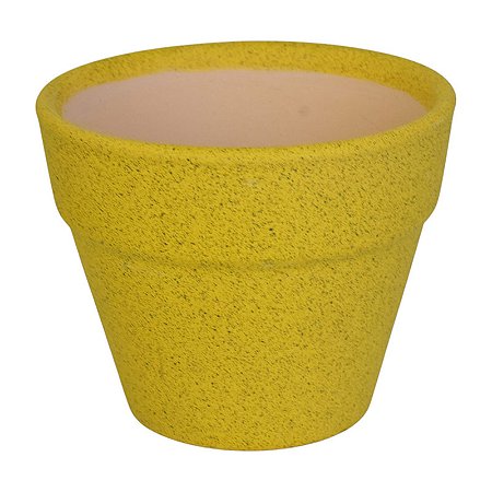Vaso Ceramica Com Borda Amarelo TL-56A