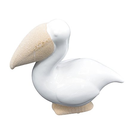 Decoração Em Ceramica Pelicano Branco TJ-74