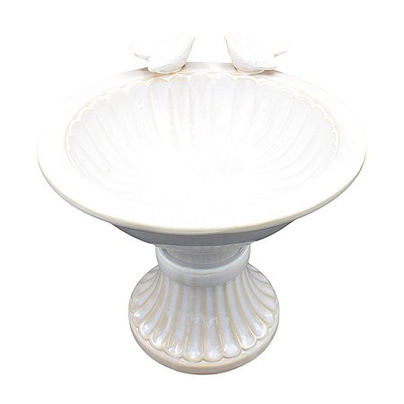 Prato Para Bolo Em Ceramica Passaros Branca TK-10A