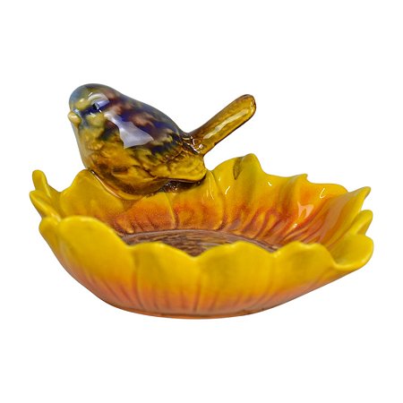 Porta Objetos Flores Com Passaros Amarela TK-65B