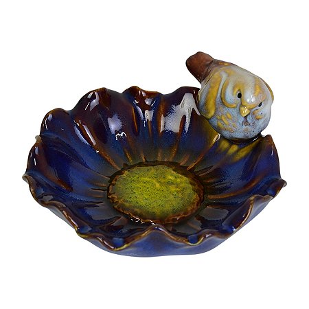 Porta Objetos Flores Com Passaros Azul TK-65C