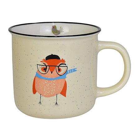 Caneca De Coruja Laranja De Oculos TK-69E