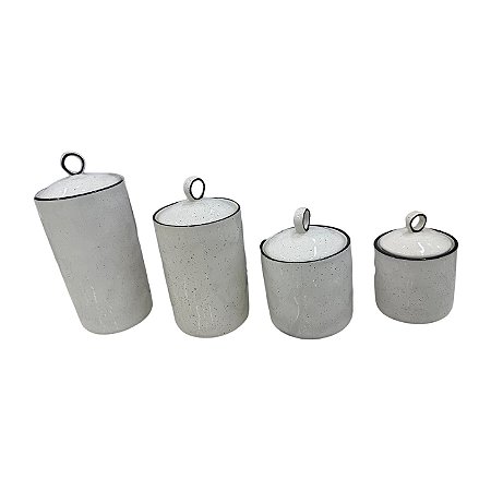 Conjunto com 4 Potes Decorativos com Tampa SA-04
