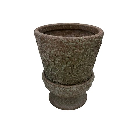 Vaso Rústico com Relevo Floral SA-33