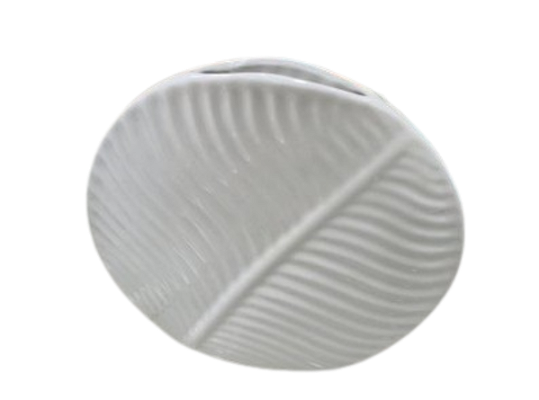 Vaso Oval Branco com Relevo Diagonal SA-80