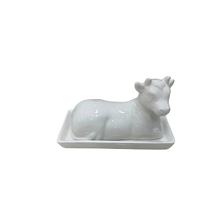 Enfeite Vaca Branca com Base SB-07