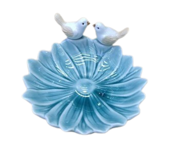 Enfeite Flor Azul com Pássaros