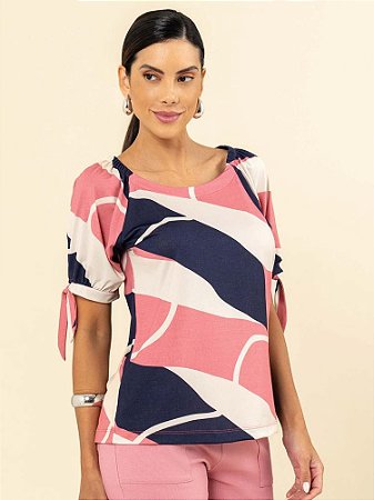 Blusa "Criativa" Manga Curta com Laço Removível