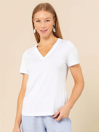 T-Shirt "Decidida" Algodão Egípcio Decote V