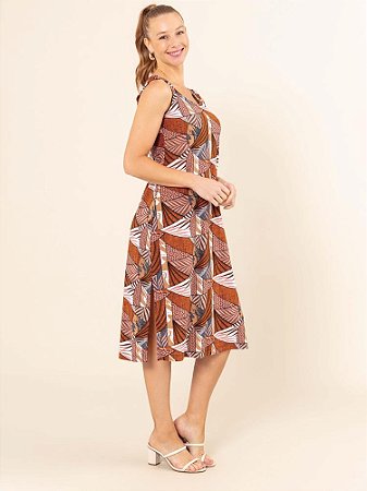 Vestido "Liganete" Evasê Midi Alças Duplas