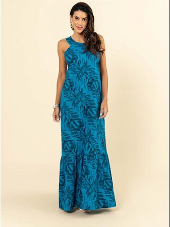 Vestido "Elegante" Sem Manga Longo com Babado