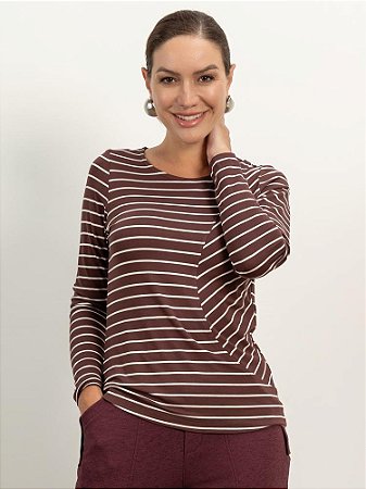 Blusa "Vibrações" Listrada Manga Longa