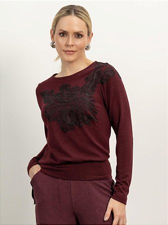 Blusa "Vibrações" Manga Longa Aplicação