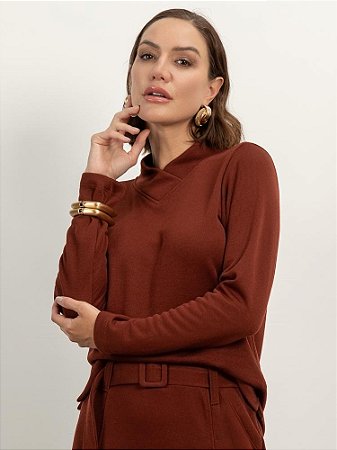Blusa "Sentimentos" Gola V Manga Longa