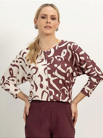 Blusa "Vibrações" Bicolor Manga ¾