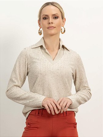 Suéter "Sentimentos" Gola Camisaria