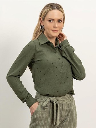 Camisa "Pensamentos" Manga Longa Poá