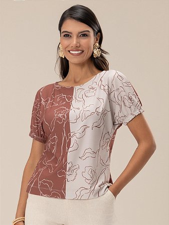 Blusa "Refúgio" Japonesa Japonesa e Negativo