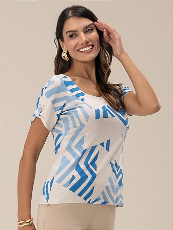 Blusa "Energia" Manga Curta Decote U