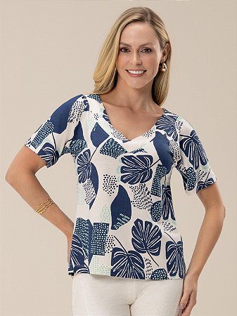 Blusa "Energia" Manga Curta Decote V