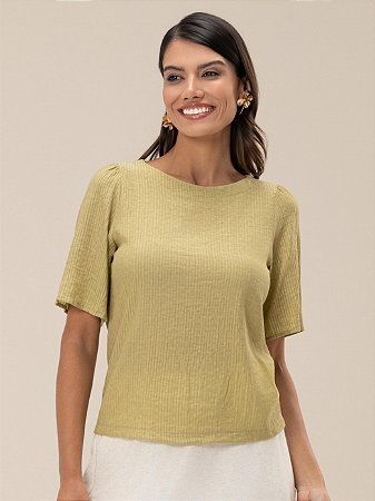 Blusa "Respiro" Manga Curta Texturizada