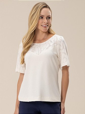 Blusa "Suavidade" Manga Curta Telada