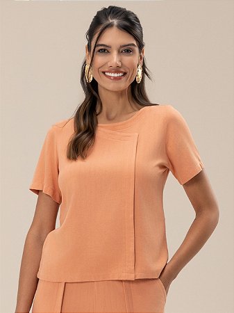 Blusa "Suavidade" Manga Curta Transpasse