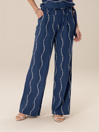 Calça "Pausa" Semi Wide Estampada
