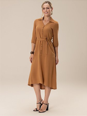 Vestido "Renovação" Mangas ¾ Chemise com Babado