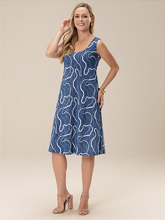 Vestido "Simplicidade" Sem Manga Estampado