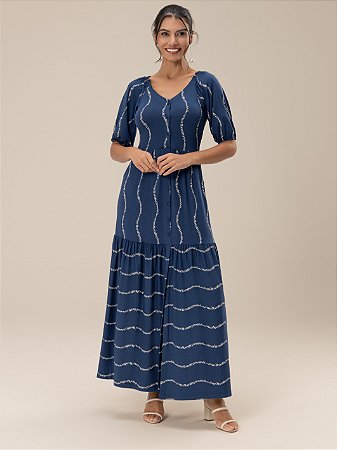 Vestido "Pausa" Chemise Longo com Babado