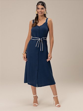 Vestido "Suavidade" Sem Manga Midi Chemise Vivado