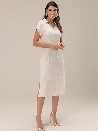 Vestido "Refúgio" Japonesa Midi Xadrez