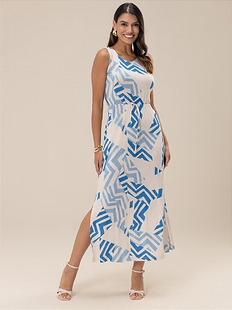 Vestido "Energia" Sem Manga Midi Elástico Cintura