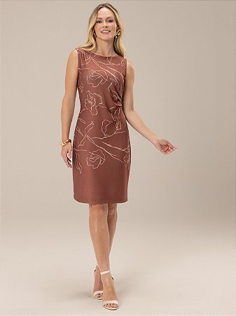 Vestido "Refúgio" Sem Manga Tubinho Franzido Lateral