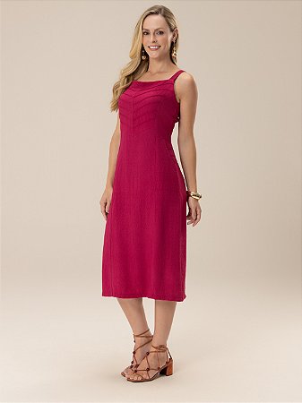 Vestido "Frescor" Alças Reto Nervurado